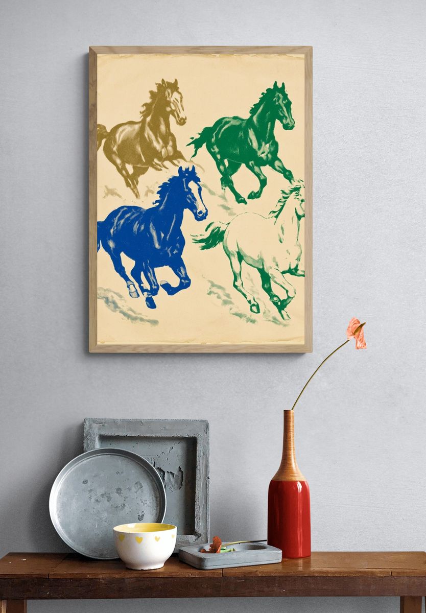 Running Horses Vintage Poster. — room view 3