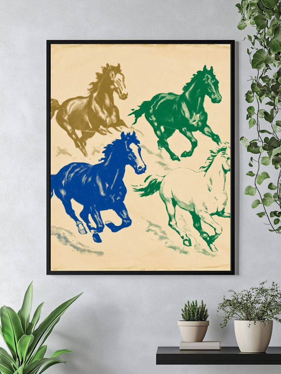 Running Horses Vintage Poster. — room view 4