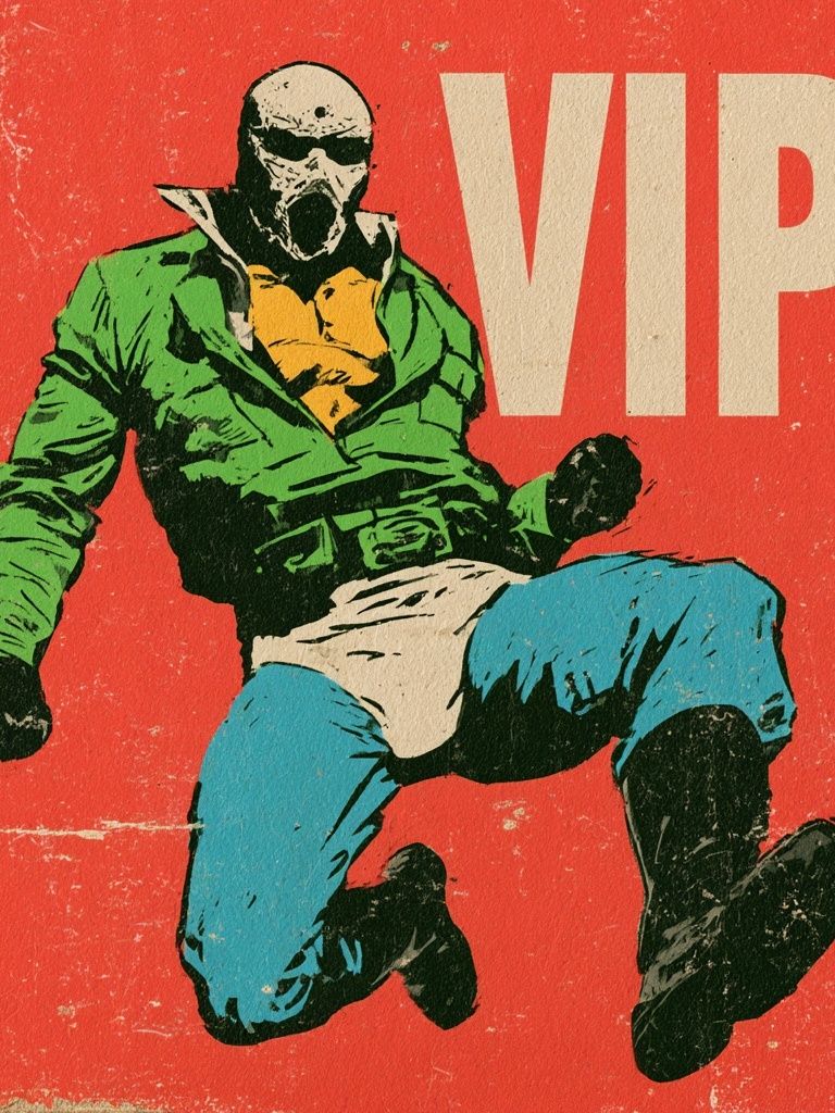 Masked Punk Figure Vintage Print. poster detail