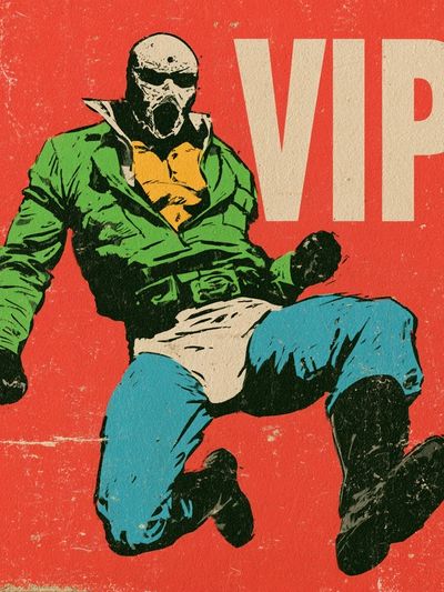 Masked Punk Figure Vintage Print.