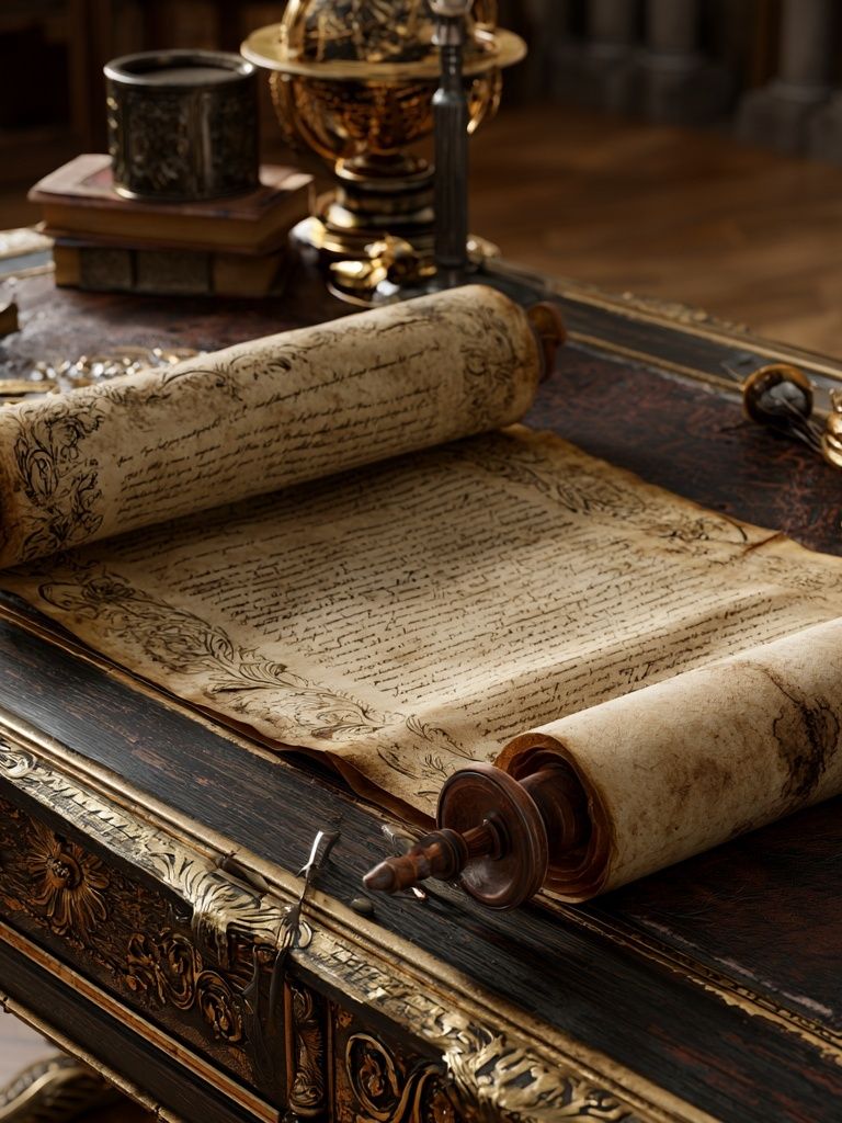 Antique Scroll Still Life Poster. poster — vintage art