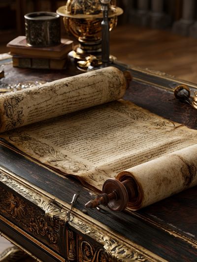 Antique Scroll Still Life Poster.
