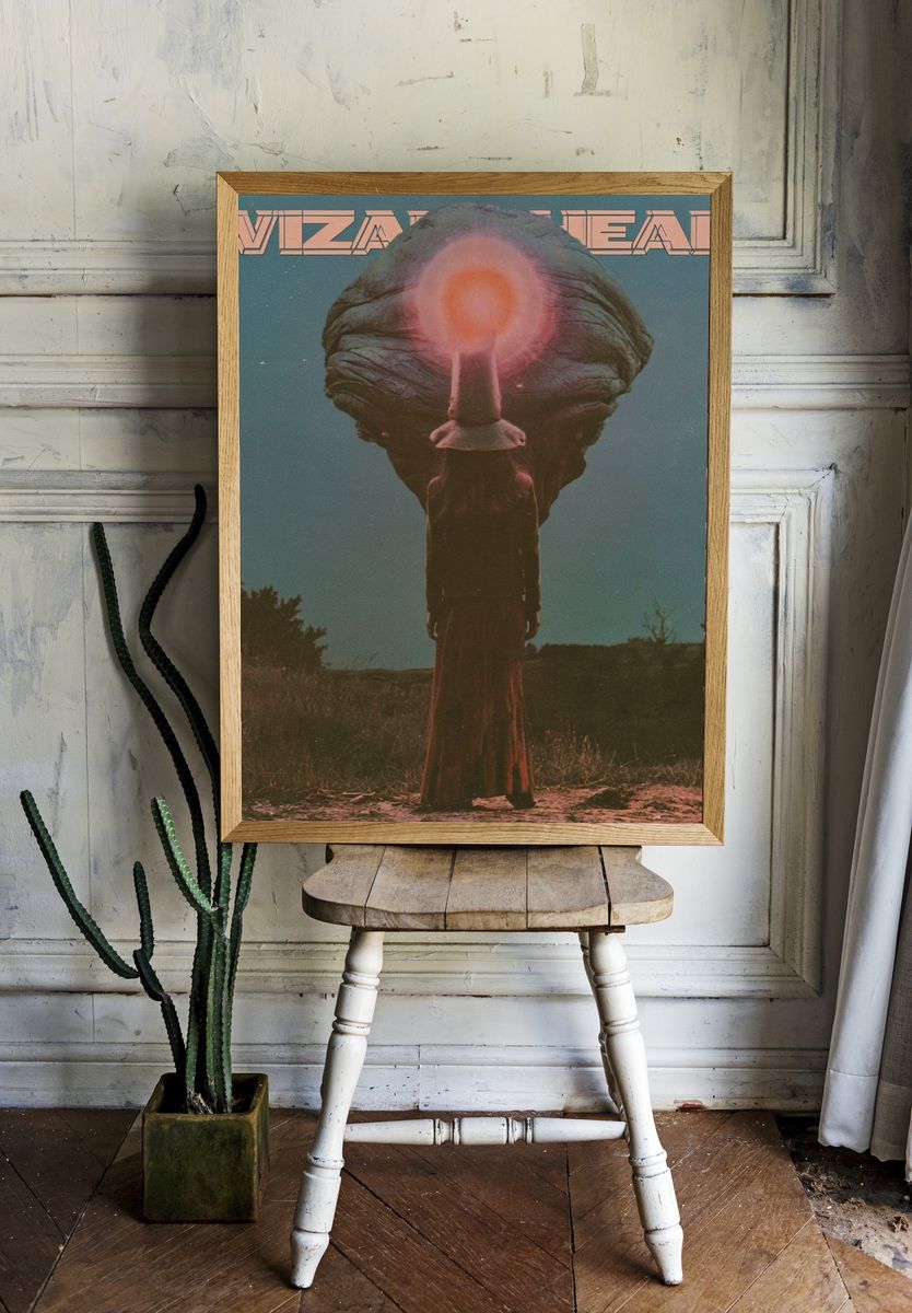 Wizard Head Surreal Vintage Poster. room preview