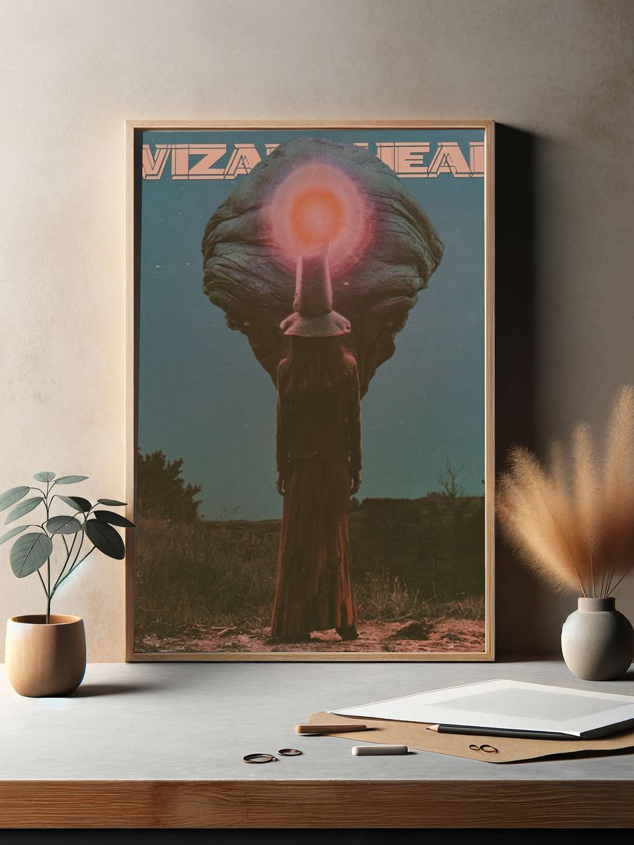 Wizard Head Surreal Vintage Poster. — room view 2