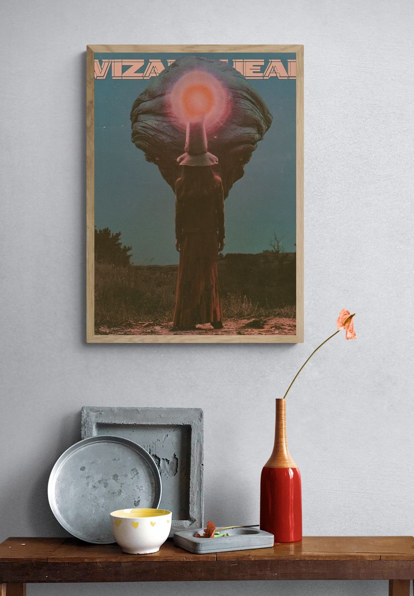 Wizard Head Surreal Vintage Poster. — room view 3