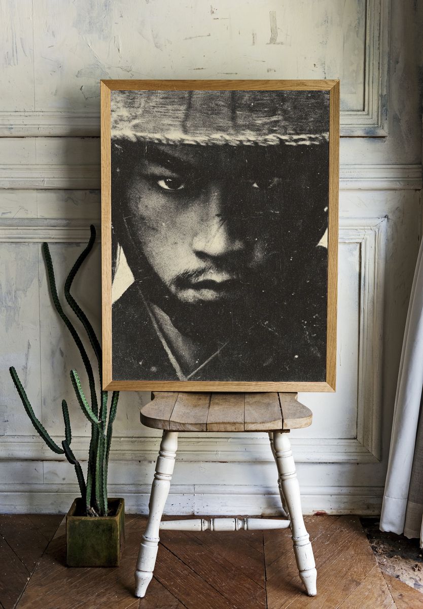 Samurai Portrait Vintage Print. — room view 1