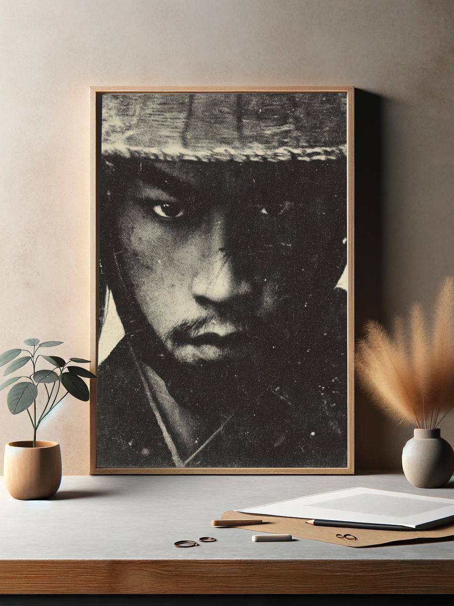 Samurai Portrait Vintage Print. — room view 2