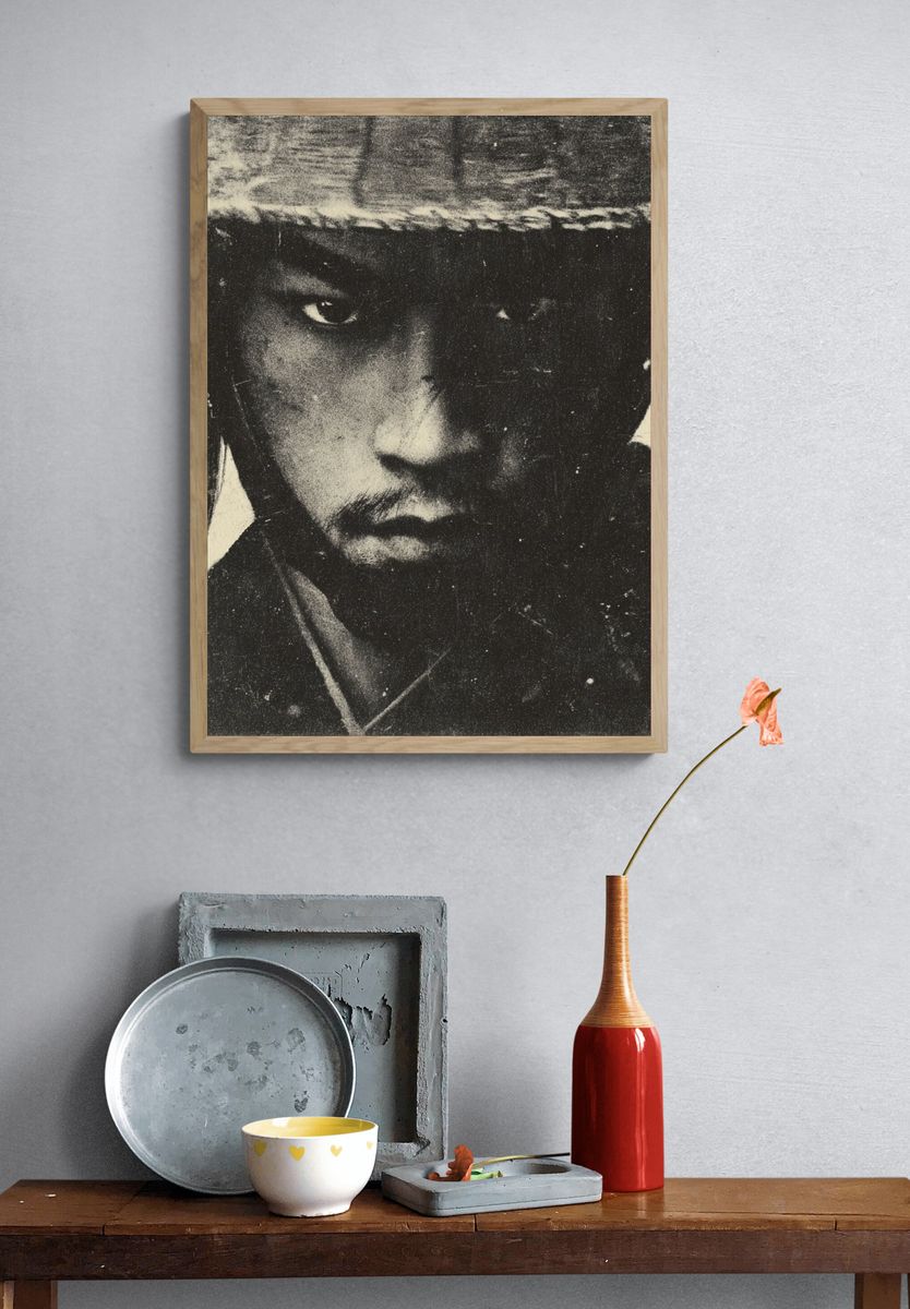 Samurai Portrait Vintage Print. — room view 3