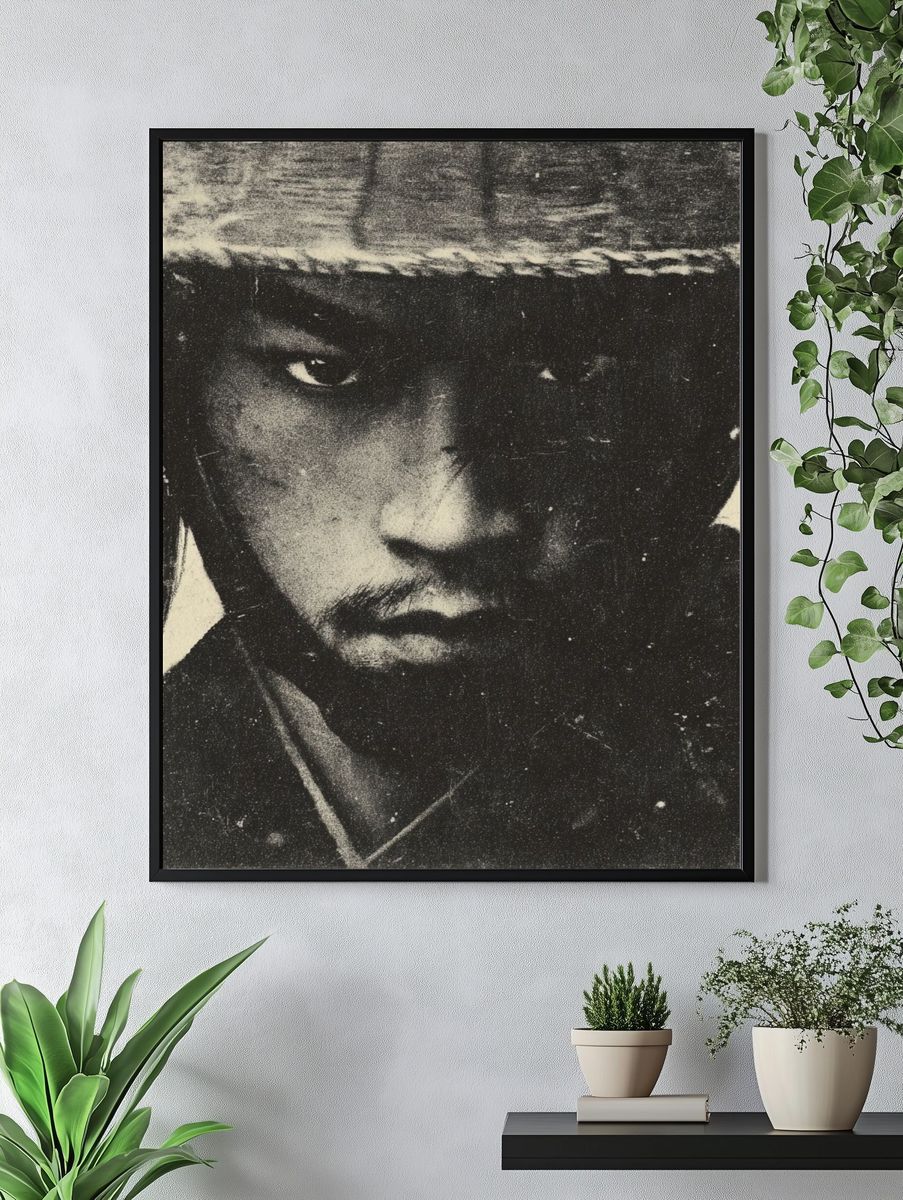 Samurai Portrait Vintage Print. — room view 4