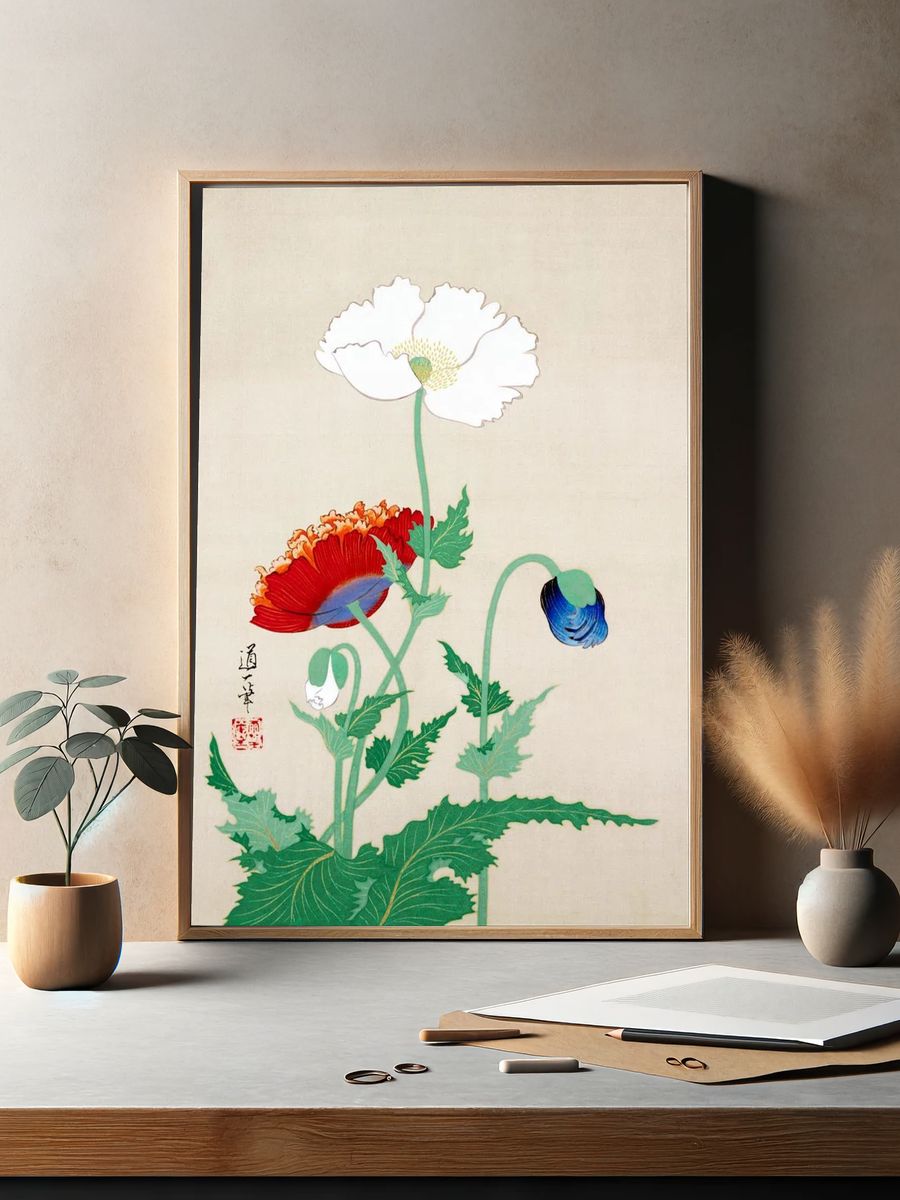Poppy Flowers — Vintage Print. — room view 2