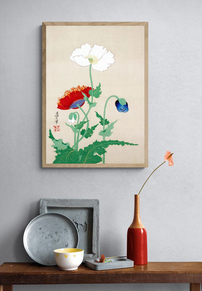 Poppy Flowers — Vintage Print. — room view 3