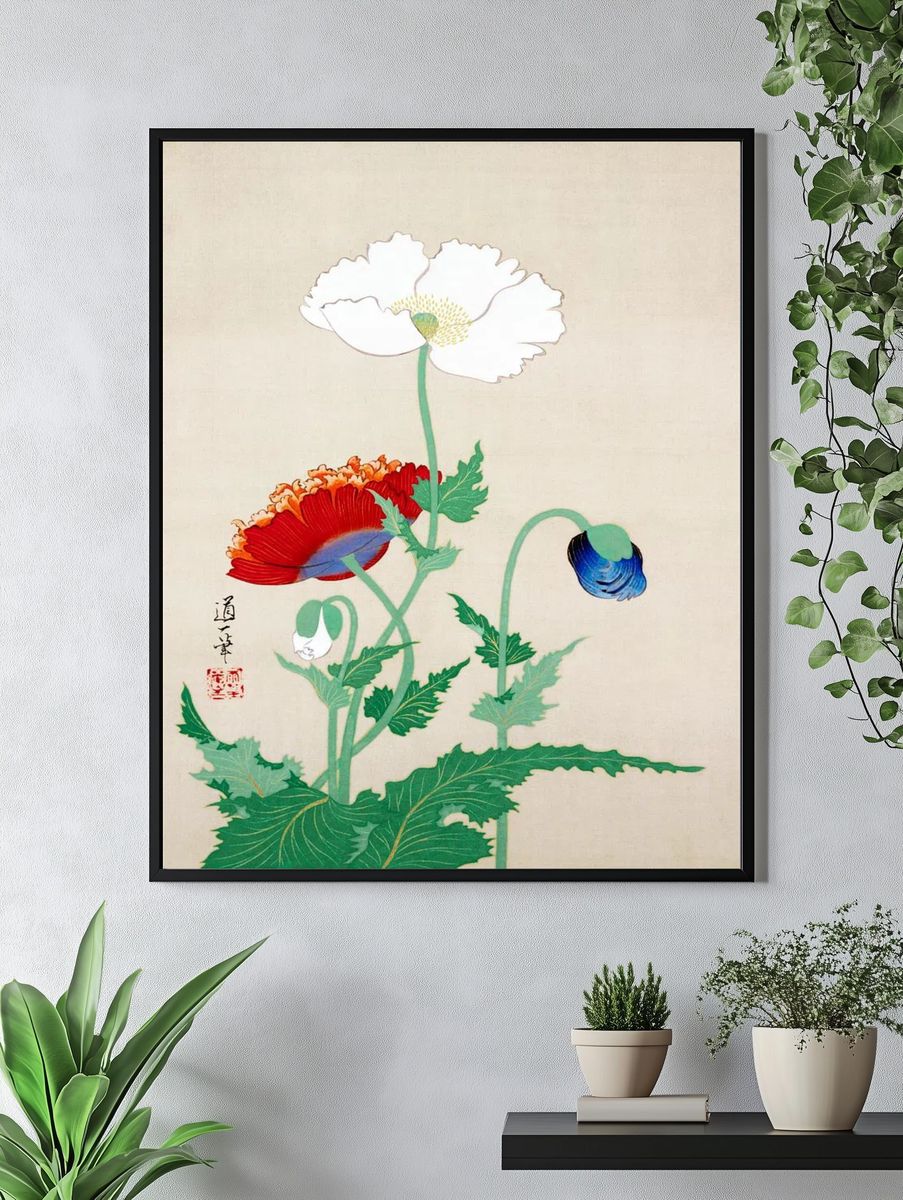 Poppy Flowers — Vintage Print. — room view 4