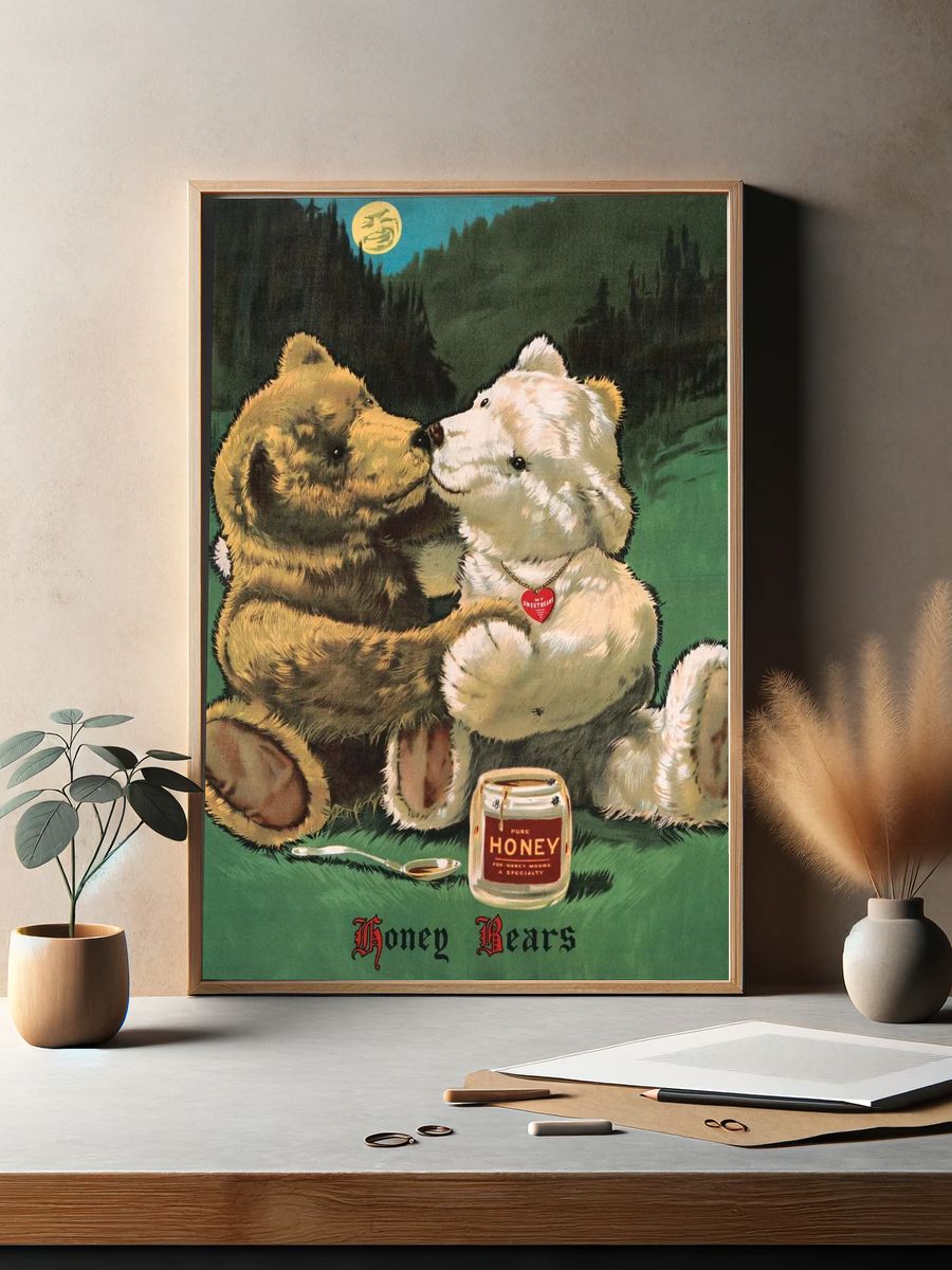 Aesthetic cute teddy bear print. — room view 2