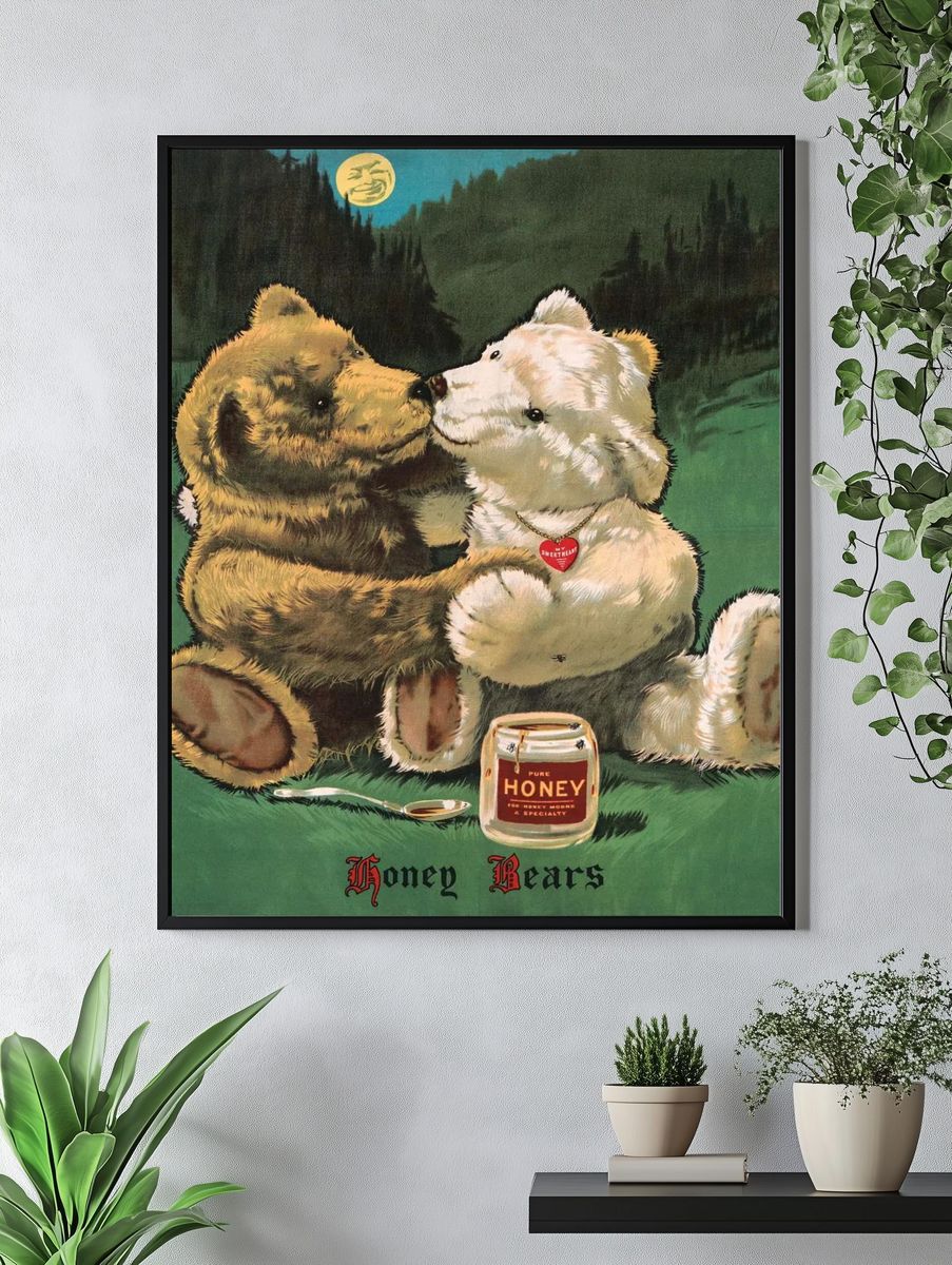 Aesthetic cute teddy bear print. — room view 4
