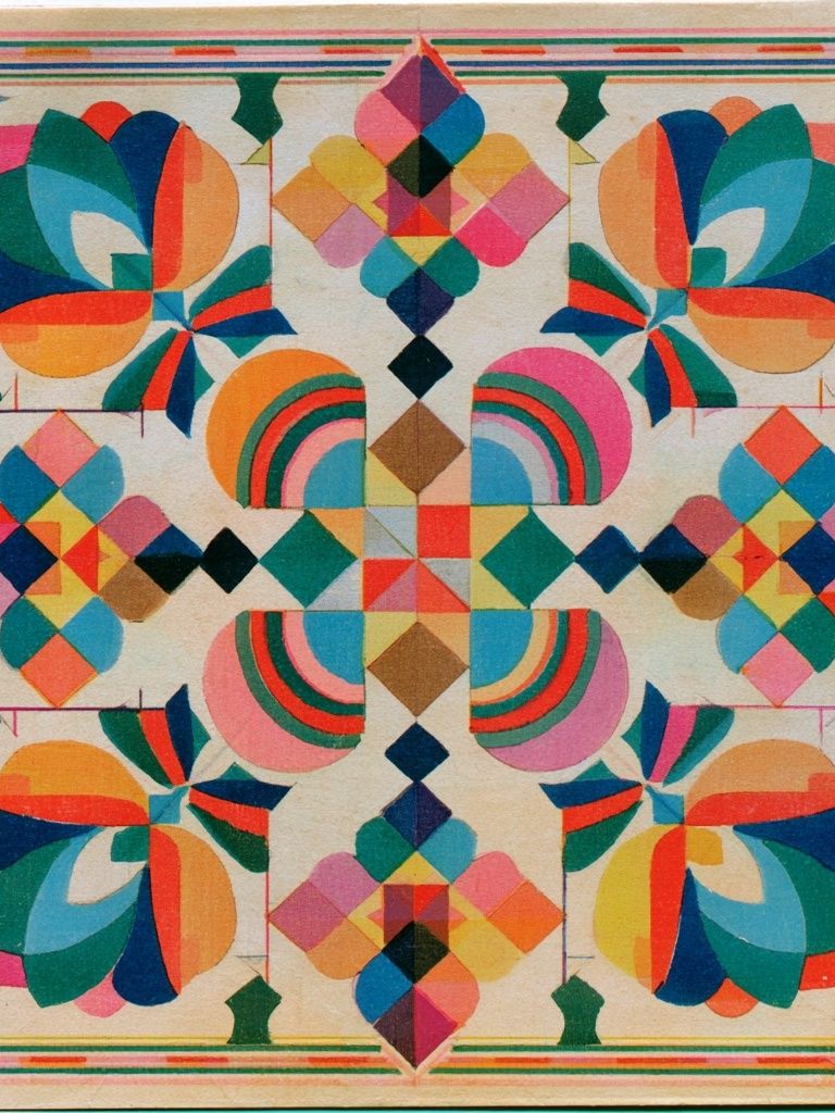 Geometric Floral Pattern Vintage Print. poster — vintage art