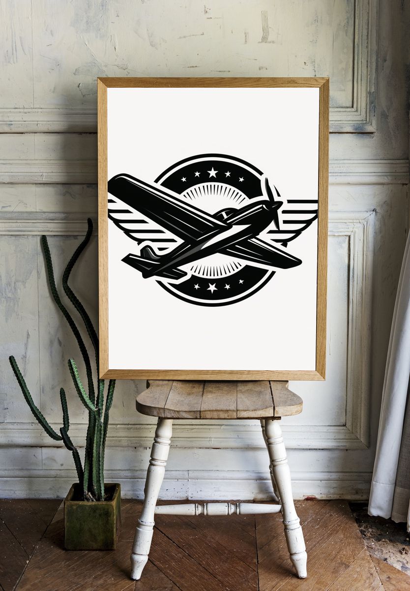Vintage Airplane Emblem Poster. room preview