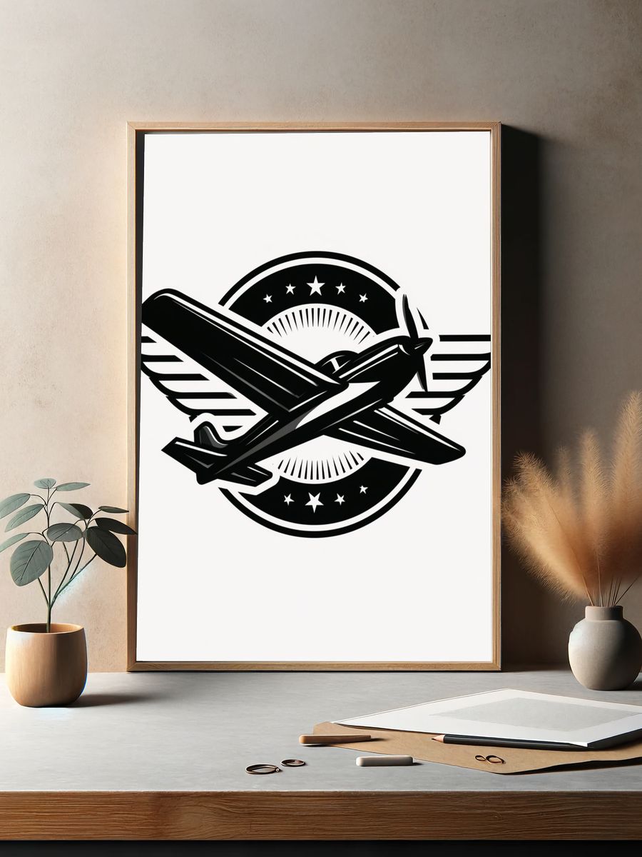 Vintage Airplane Emblem Poster. — room view 2
