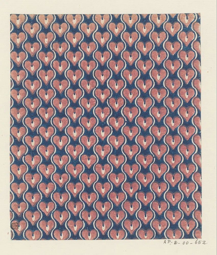 Blad met banenpatroon van harten. poster — vintage art