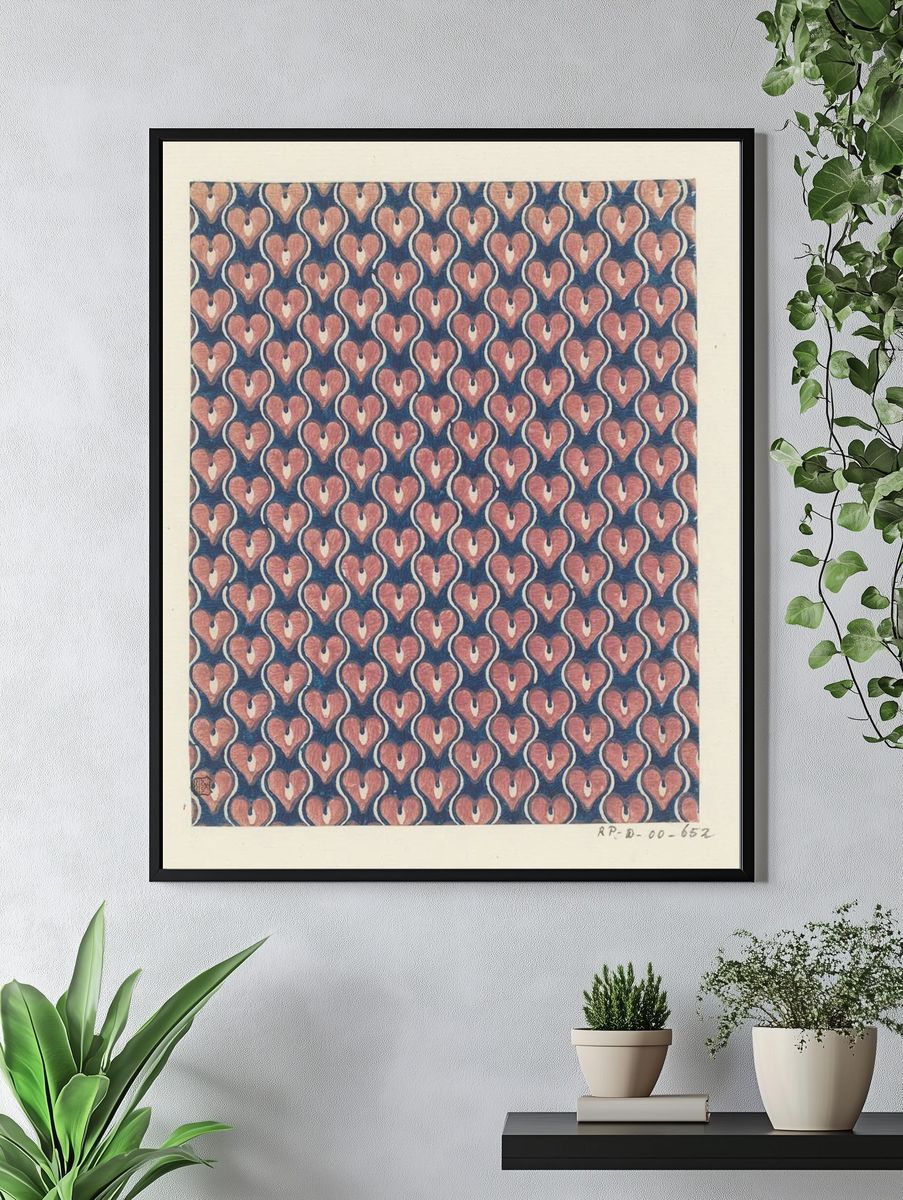 Blad met banenpatroon van harten. — room view 4