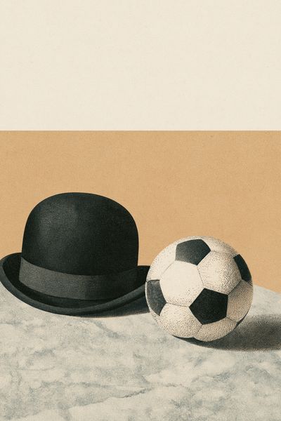 Bowler Hat and Soccer Ball Vintage Print. poster