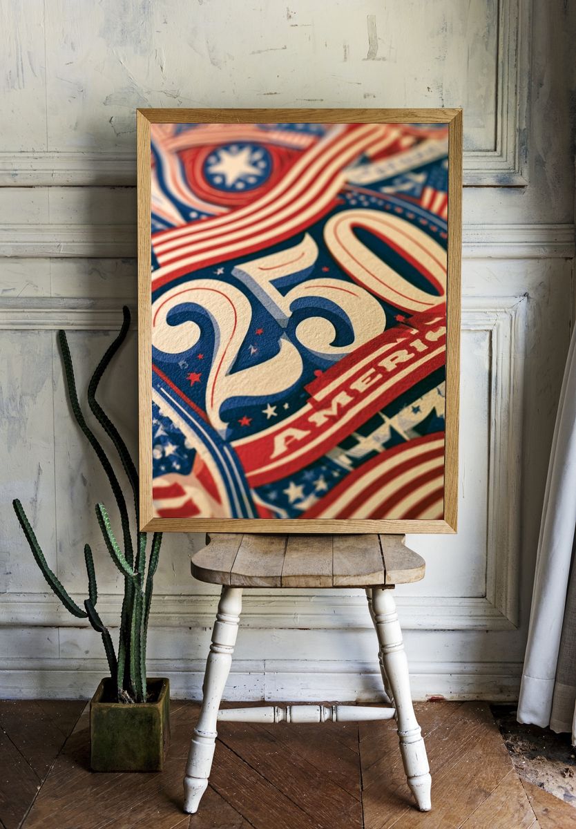 American 250 Patriotic Vintage Poster. room preview