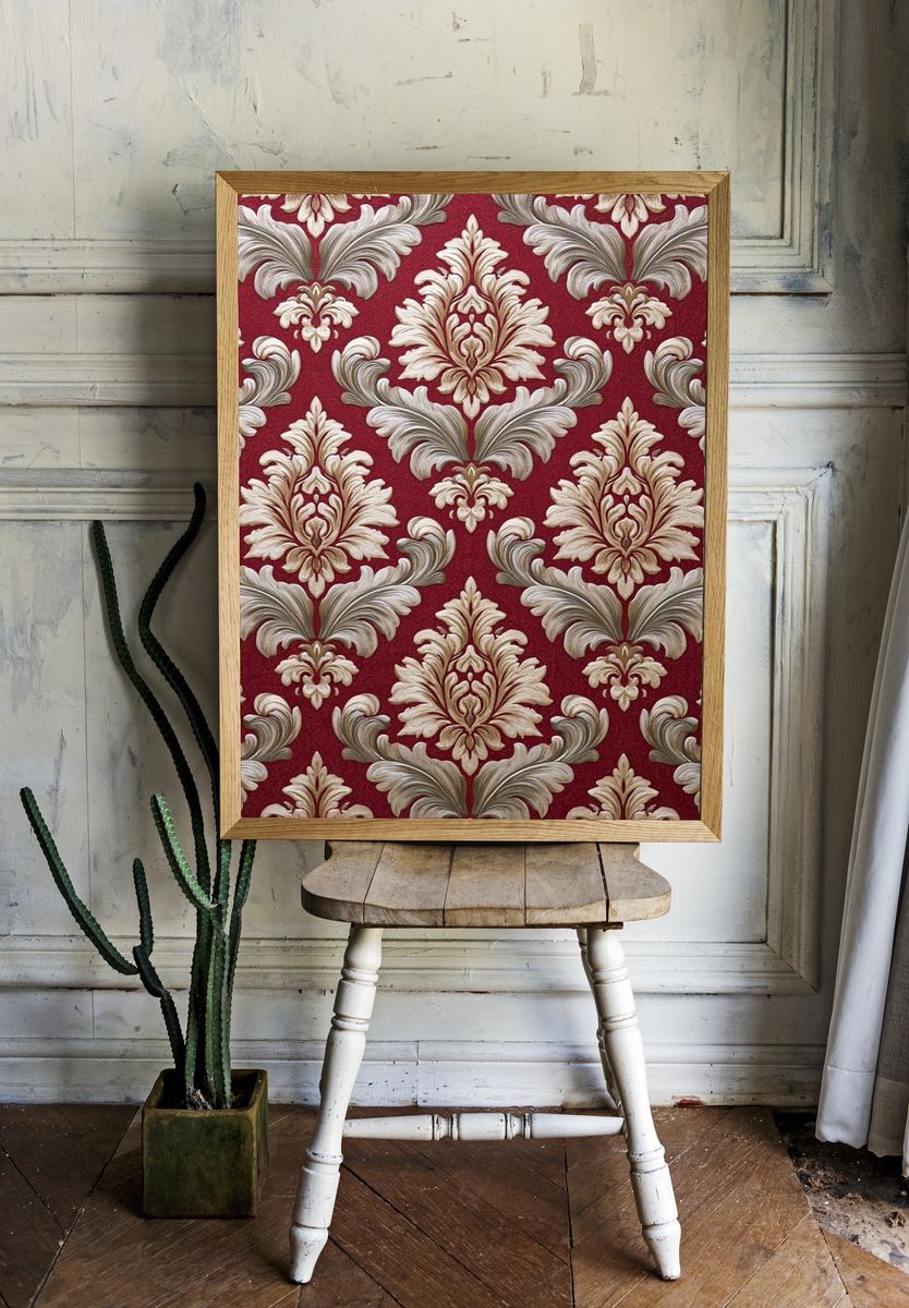 Baroque Damask Pattern Poster. — room view 1