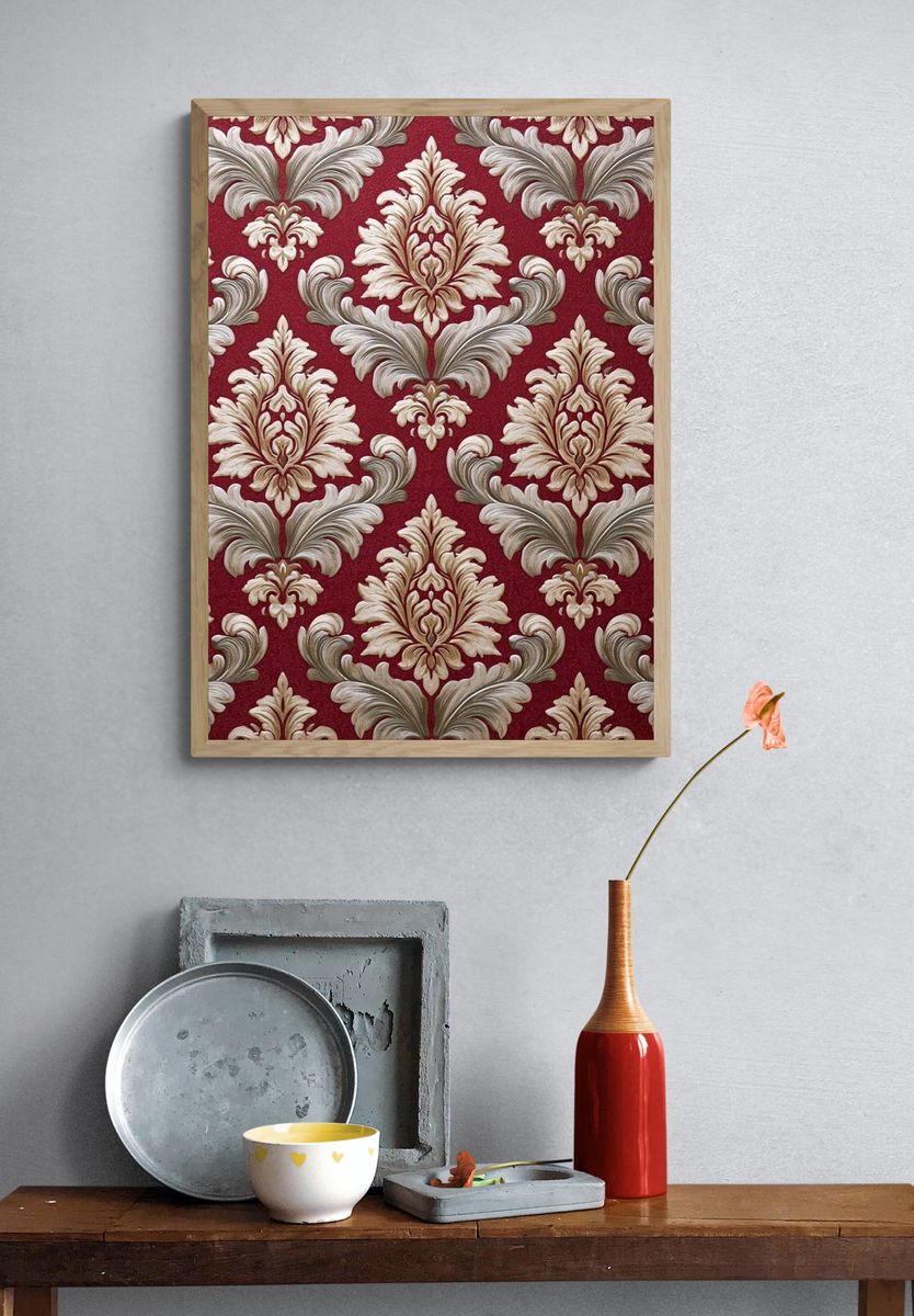 Baroque Damask Pattern Poster. — room view 3