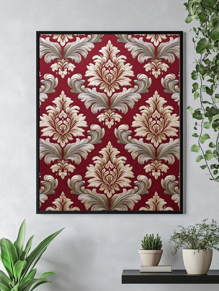 Baroque Damask Pattern Poster. — room view 4