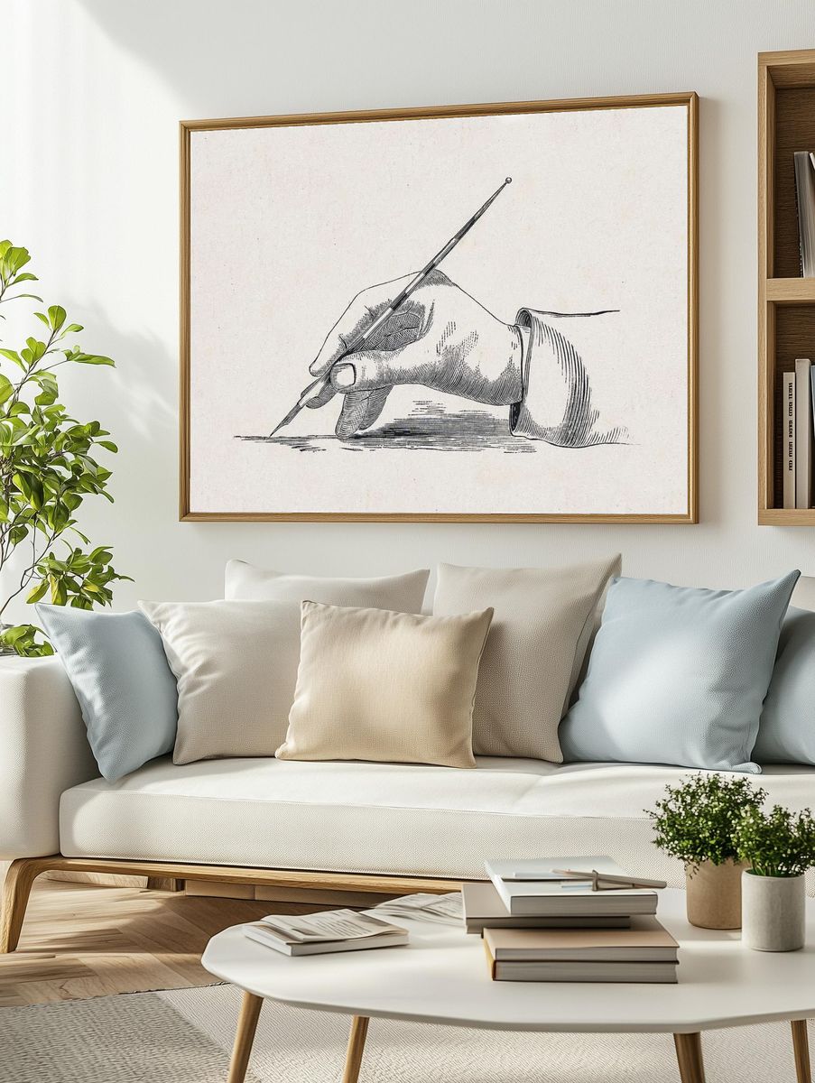 Hand schrijvend met een kroontjespen. — room view 2