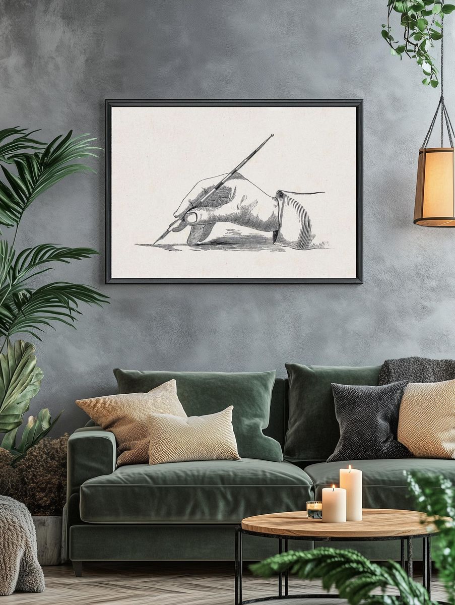 Hand schrijvend met een kroontjespen. — room view 4