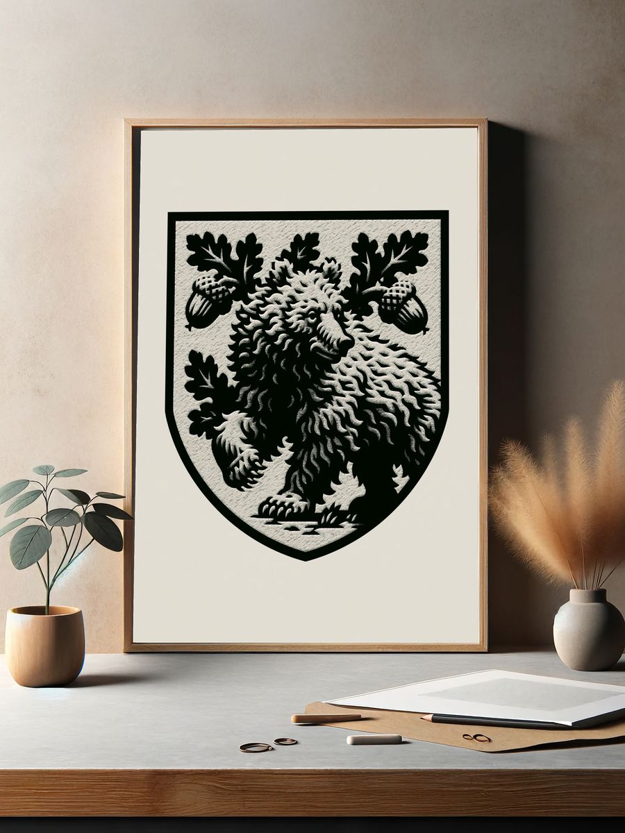 Heraldic Lion Crest Print. — room view 2
