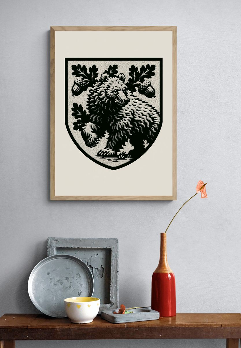 Heraldic Lion Crest Print. — room view 3