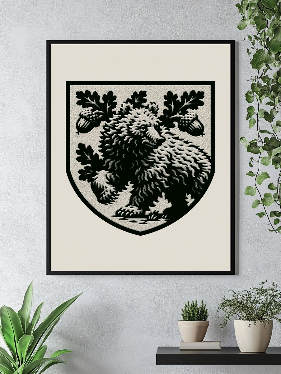 Heraldic Lion Crest Print. — room view 4