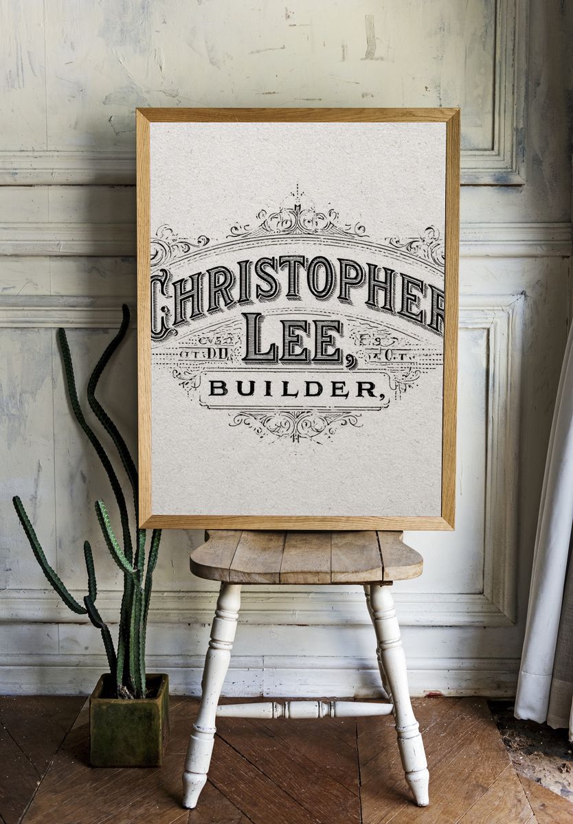 Christopher Lee Builder Vintage Print. room preview