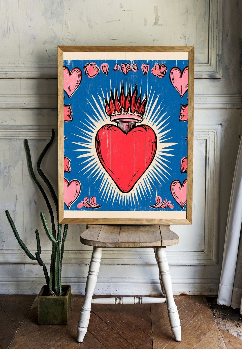Sacred Heart Vintage Poster. — room view 1