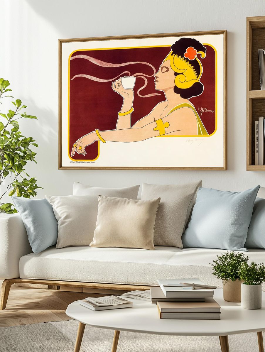 Elegant Woman with Coffee — Vintage Print. — room view 2