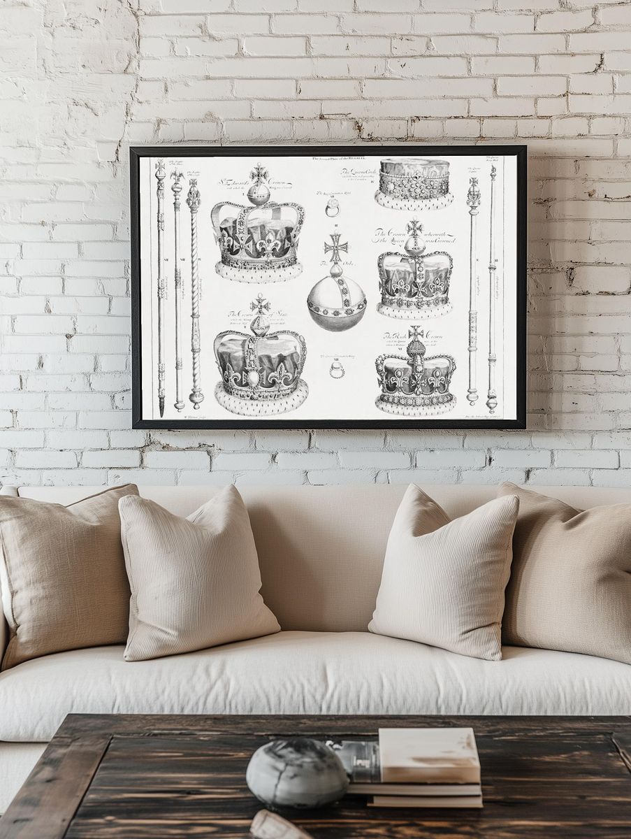 Crown Jewels Engraving Print. — room view 1