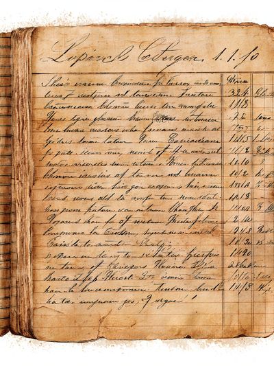 Antique Handwritten Ledger Vintage Print.