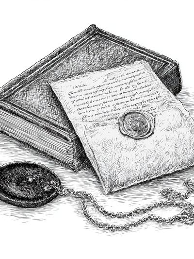 Vintage Letter and Book Print.