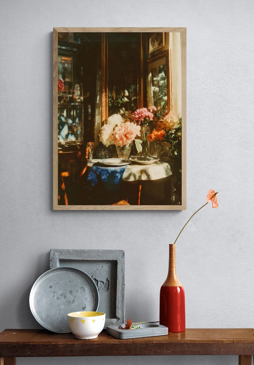 Sunlit Floral Still Life Vintage Print. — room view 3