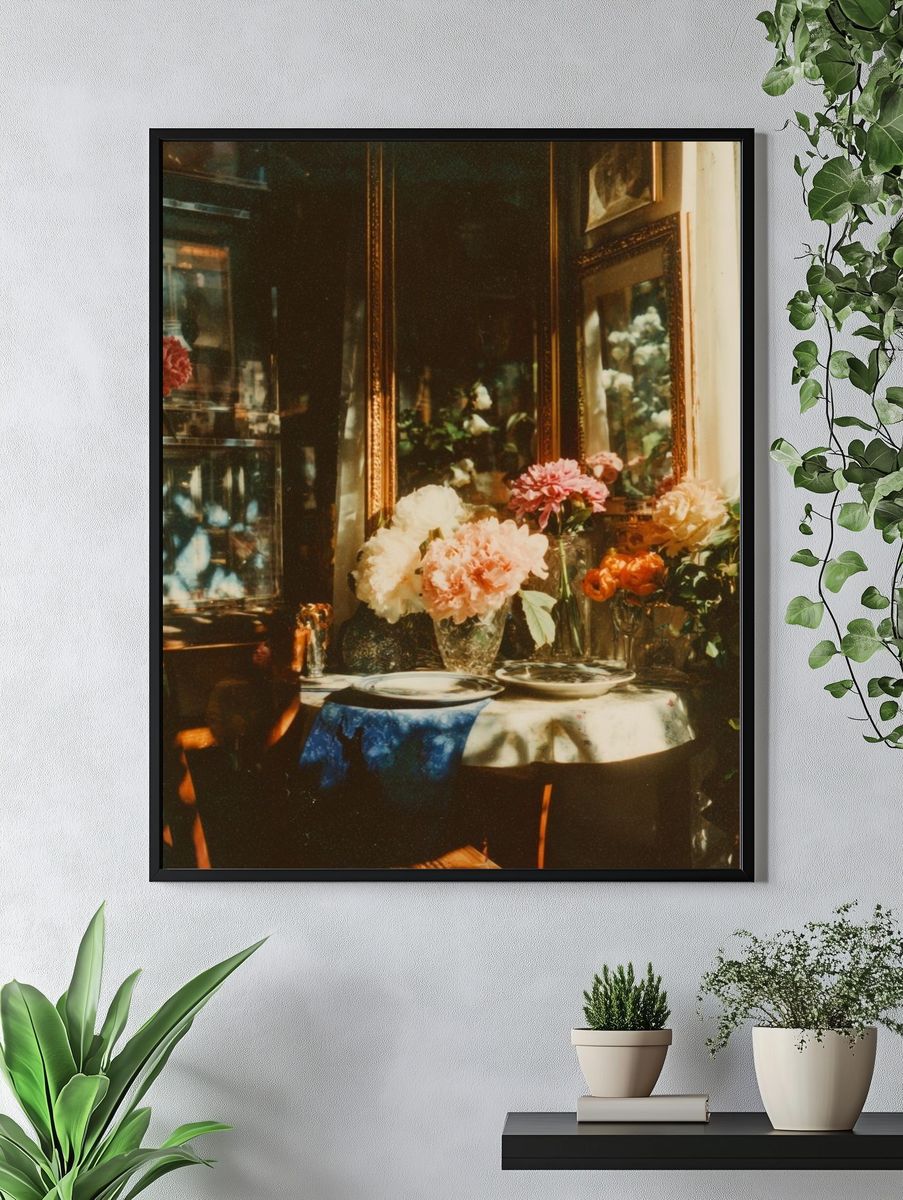 Sunlit Floral Still Life Vintage Print. — room view 4