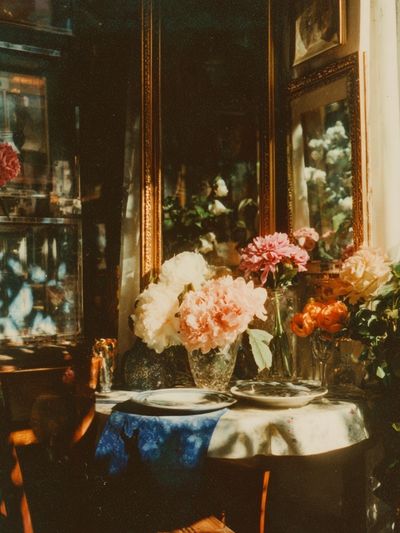Sunlit Floral Still Life Vintage Print. poster
