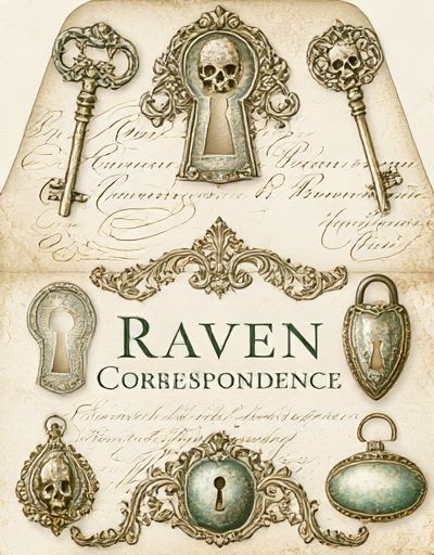 Raven Correspondence Vintage Print.