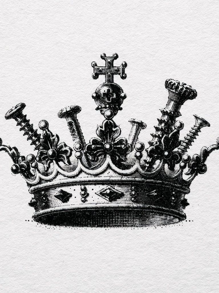 Ornate Crown Vintage Print. poster detail