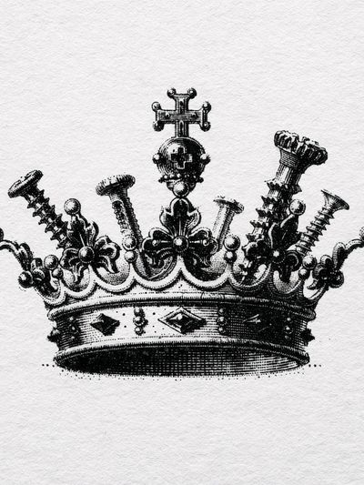 Ornate Crown Vintage Print.
