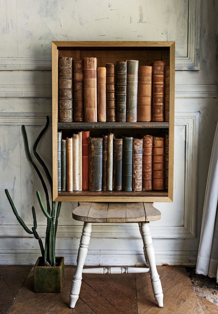 Antique Bookshelf Still Life Poster. — room view 1