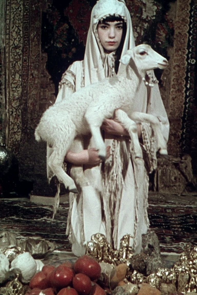 Ceremonial Figure with Lamb Vintage Print. poster detail