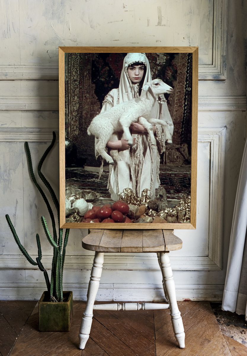 Ceremonial Figure with Lamb Vintage Print. room preview