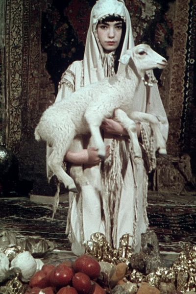 Ceremonial Figure with Lamb Vintage Print.