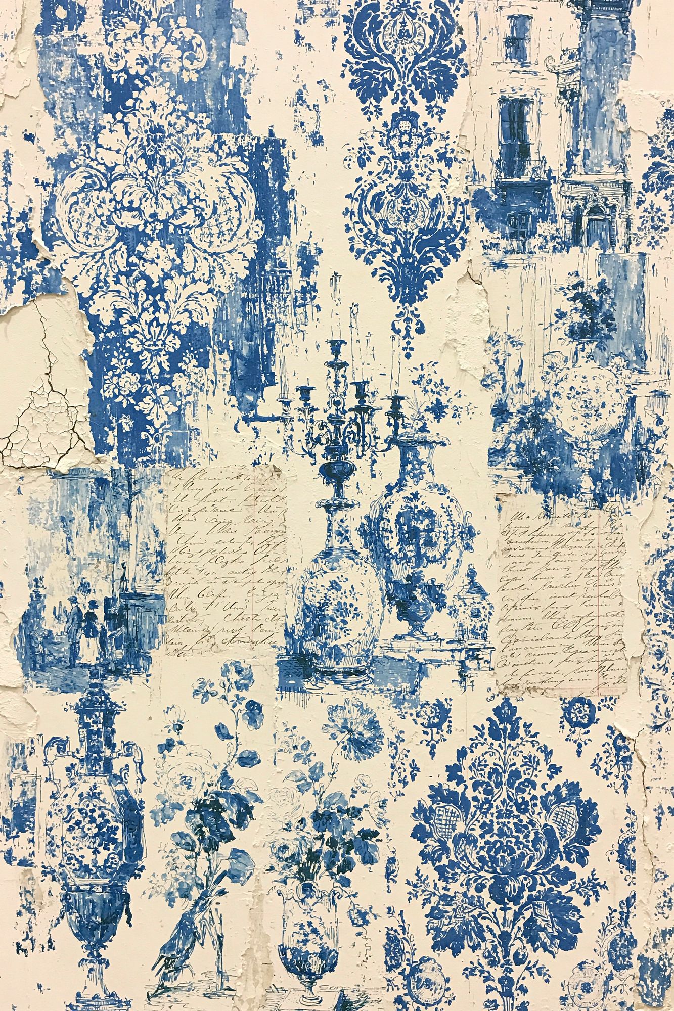 Blue Toile Damask Print. poster — vintage art